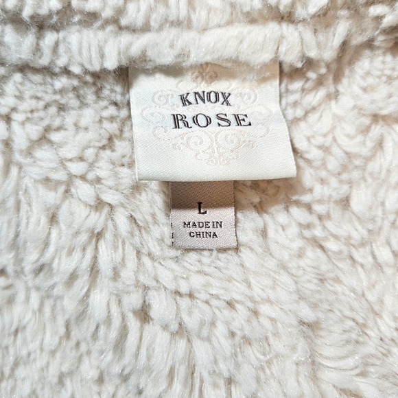 EUC Knox Rose Faux Suede & Sherpa Waterfall Open Vest Sz. L Cream Ivory - Picture 4 of 9